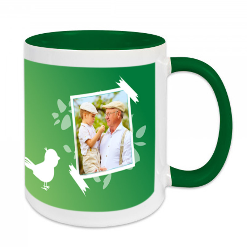 Mug vert personnalisé petit oiseau