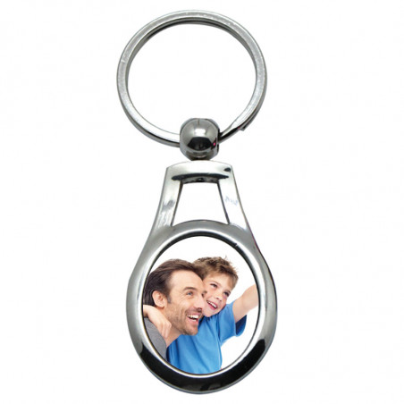 Porte clés en métal rond personnalisable photo